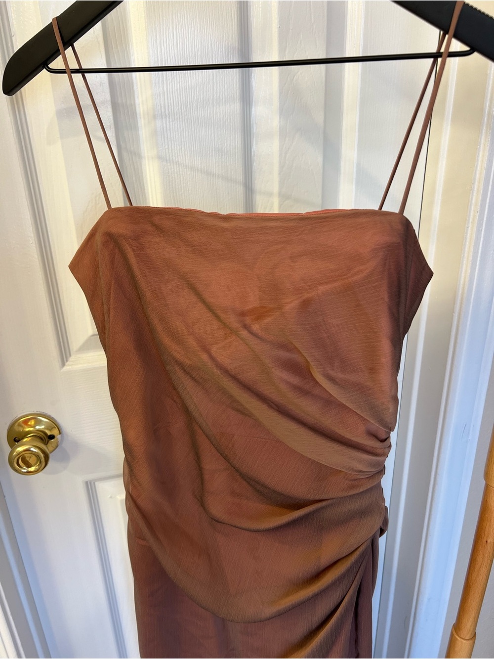Vintage Watters Copper Brown Spaghetti-Strap Bridesmaid Dress - Picture 3 of 9